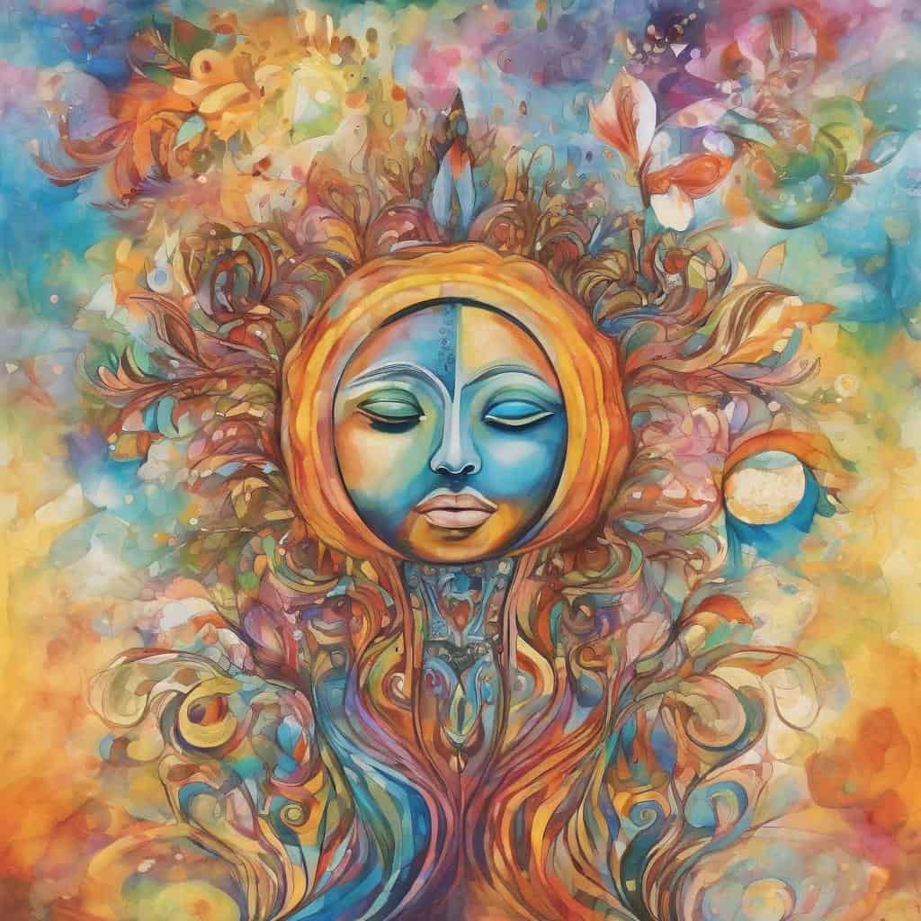 Ανανεώσιμη ενέργεια, ηρεμία και καθαρή σκέψη μέσω τέχνης, με έμφαση στην εσωτερική γαλήνη και διαλογισμό.